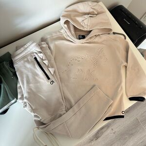 GAPFit Cream Hoodie with Embossed Design
